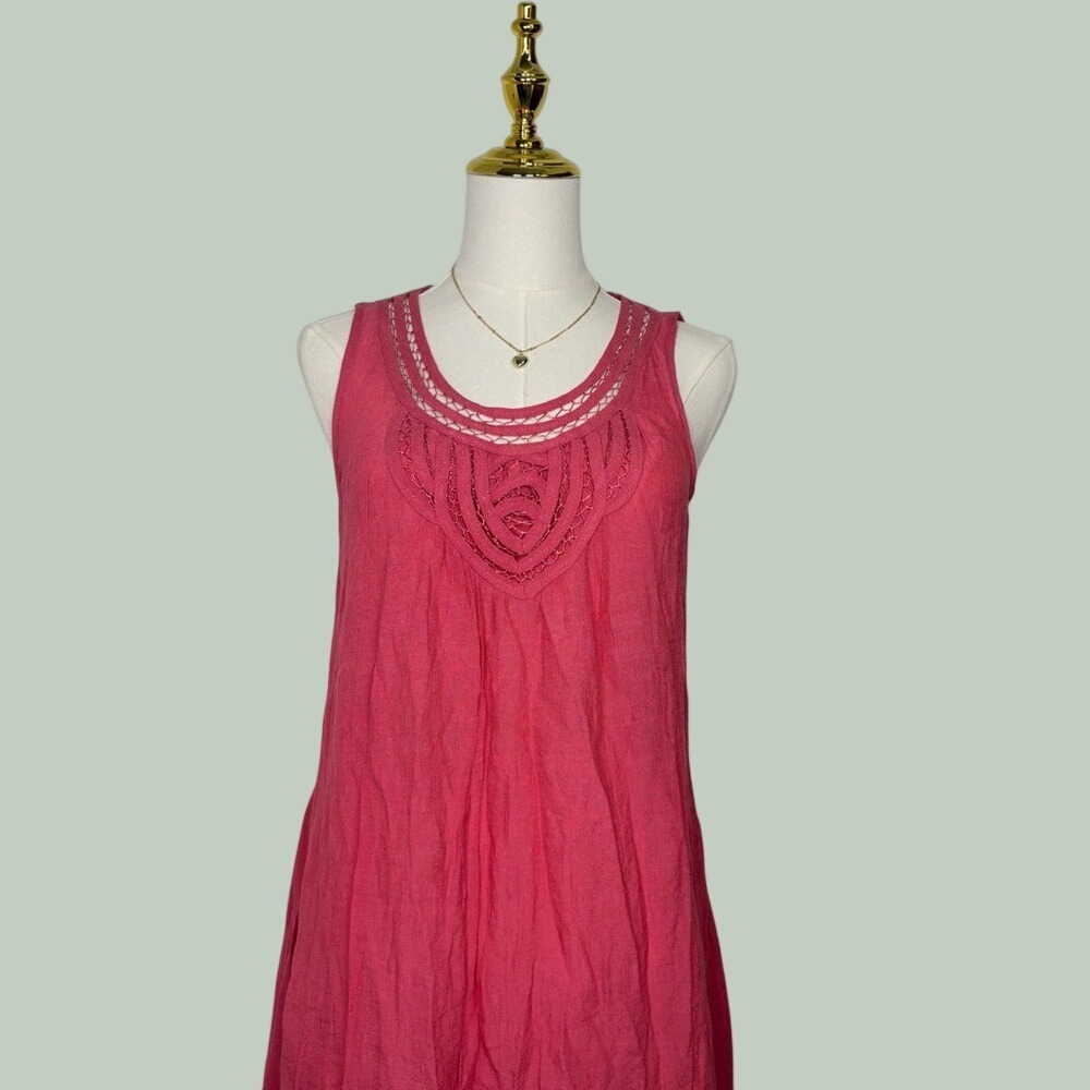 spense blouse‎ top flowy crinkle sleeveless coquette chic pink side slit NB26791
